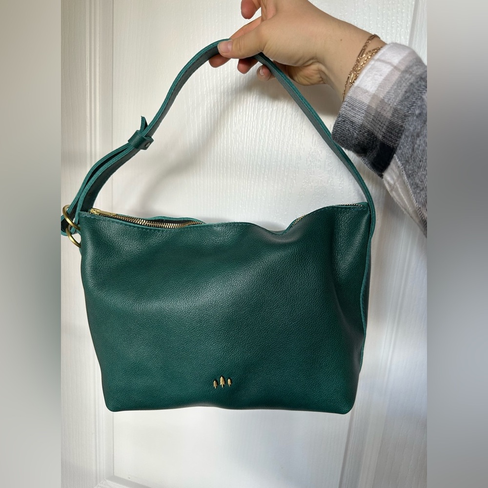 BNNU Portland Leather Goods Large Slouchy Shoulder Bag in Sea Glass